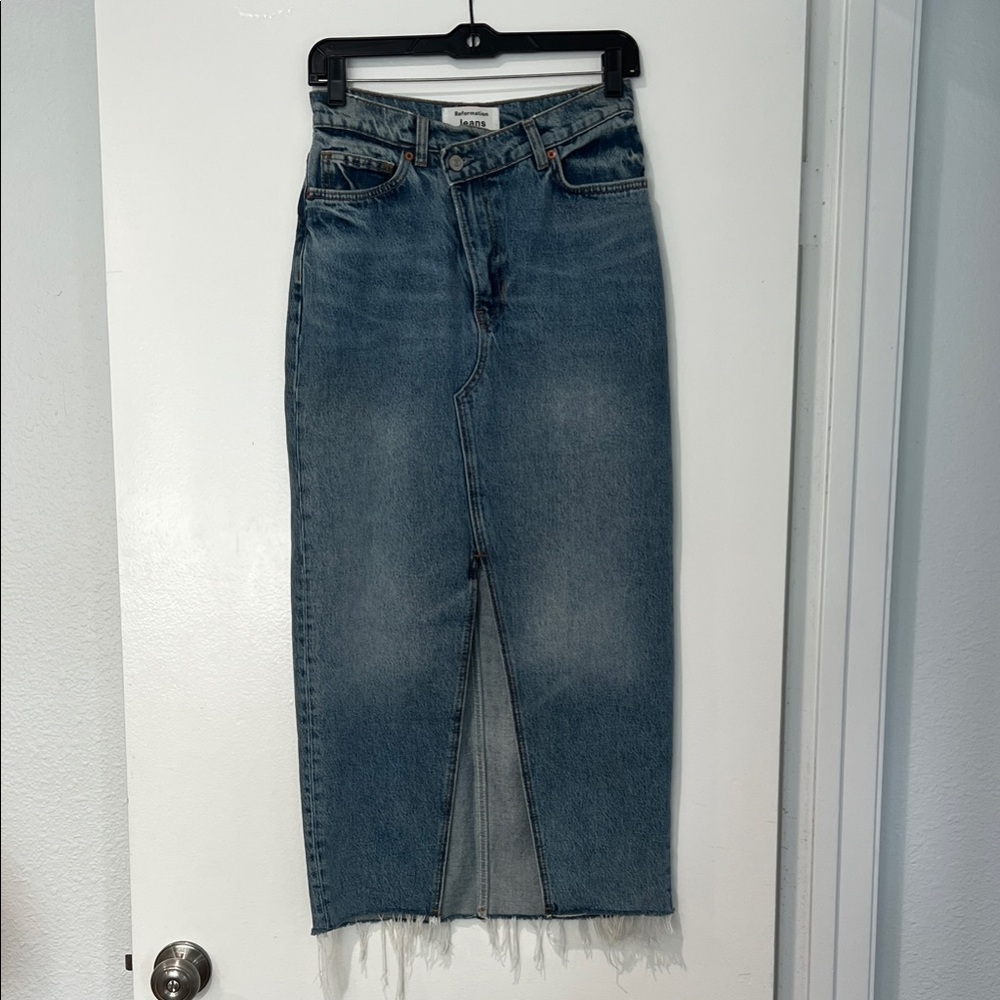 Reformation Light Blue Denim Skirt